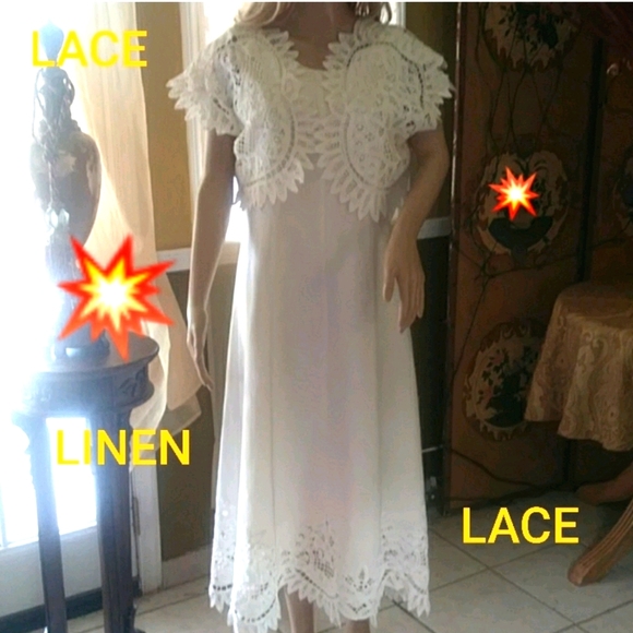 Jennifer Eden Dresses & Skirts - FINAL SALE JENNIFER EDEN White lace/linen dress